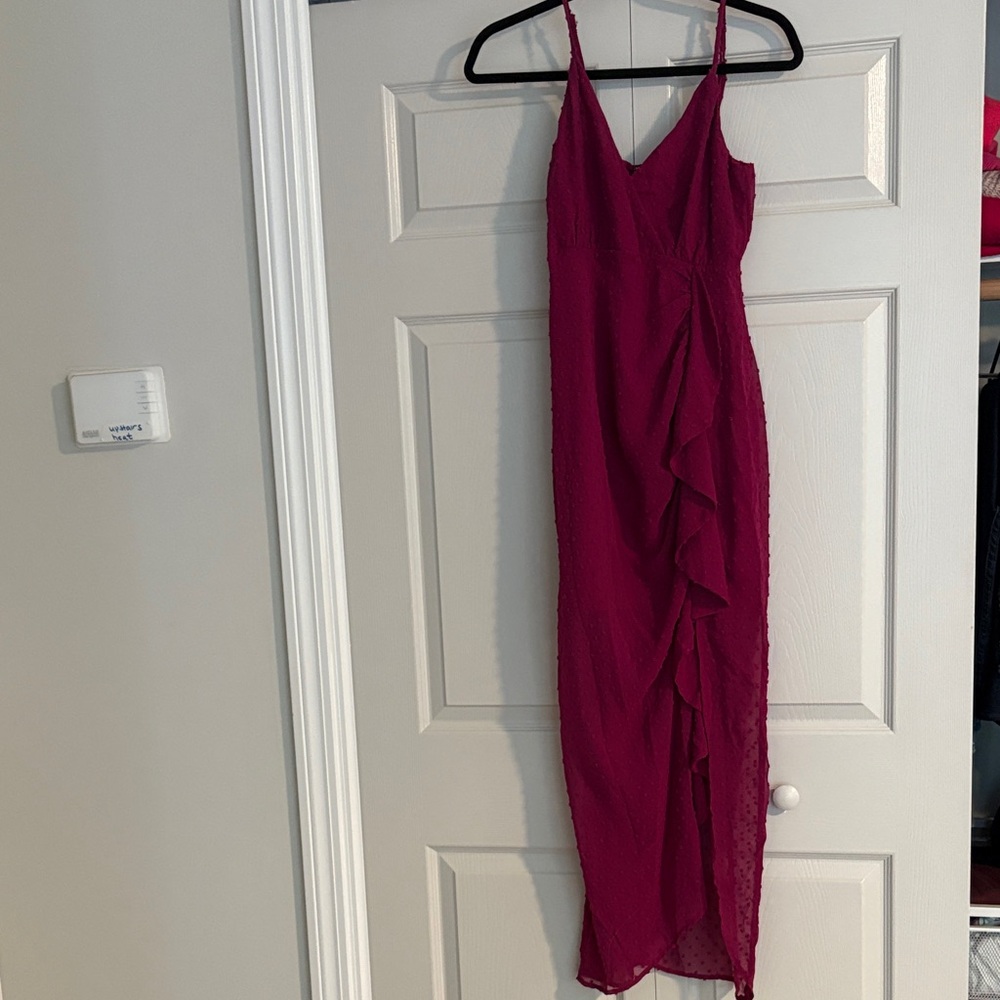 Lulu's Fuchsia Ruffle Maxi Dress